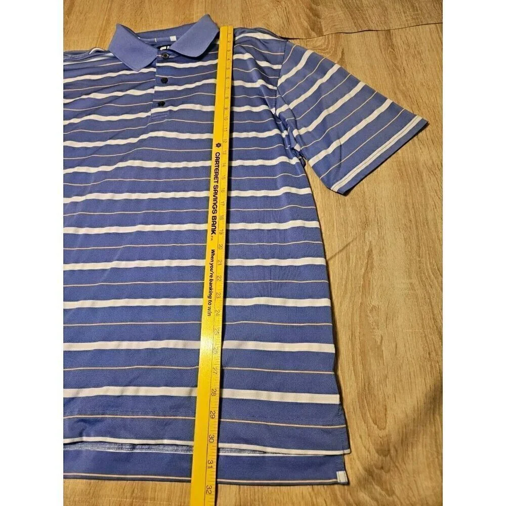FootJoy FJ Short Sleeve Golf Polo Shirt Blue/White Striped Men’s Size XL